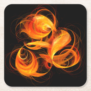 Fireball Abstract Art Square Paper Coaster