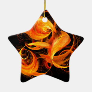 Fireball Abstract Art Star Ornament