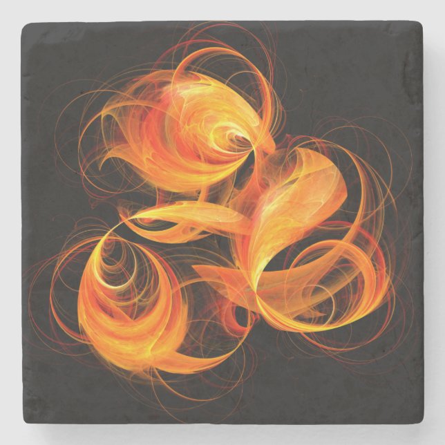 Fireball Abstract Art Stone Coaster (Front)
