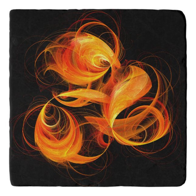 Fireball Abstract Art Stone Trivet (Front)