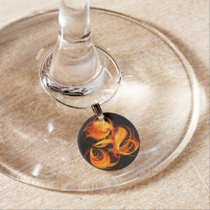 Fireball Abstract Art Wine Charm
