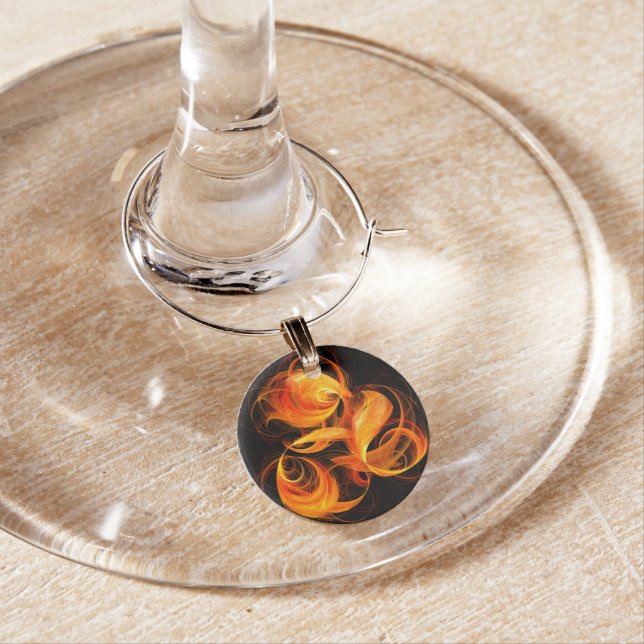 Fireball Abstract Art Wine Charm (In Situ)