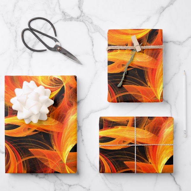 Fireball Abstract Art Wrapping Paper Sheets (Front)