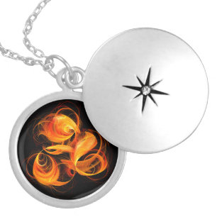 Fireball Abstract Silver Locket