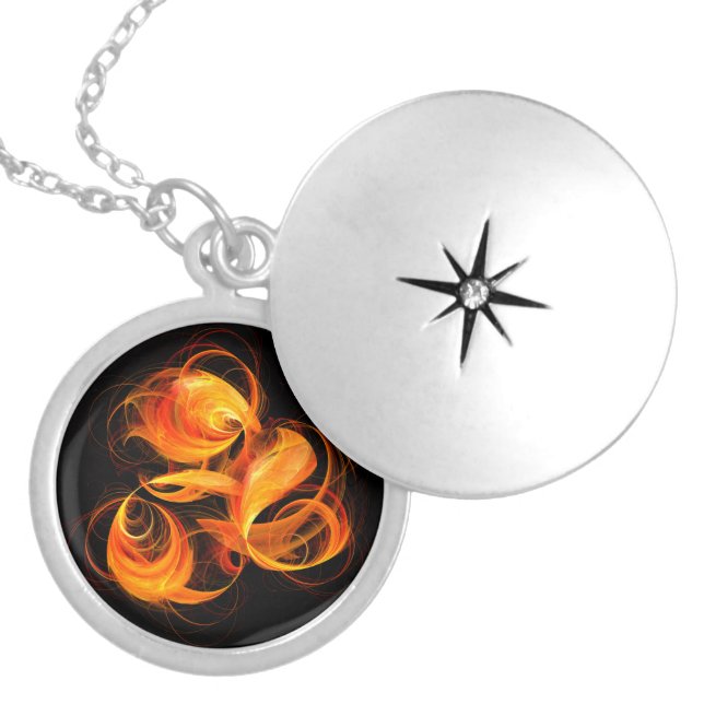 Fireball Abstract Silver Locket (Front)
