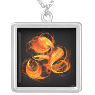 Fireball Abstract Silver Necklace