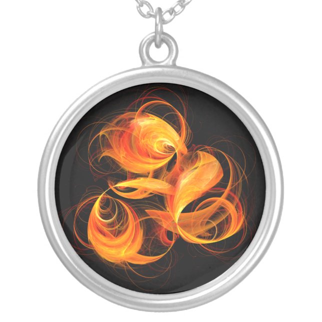 Fireball Abstract Silver Necklace (Front)