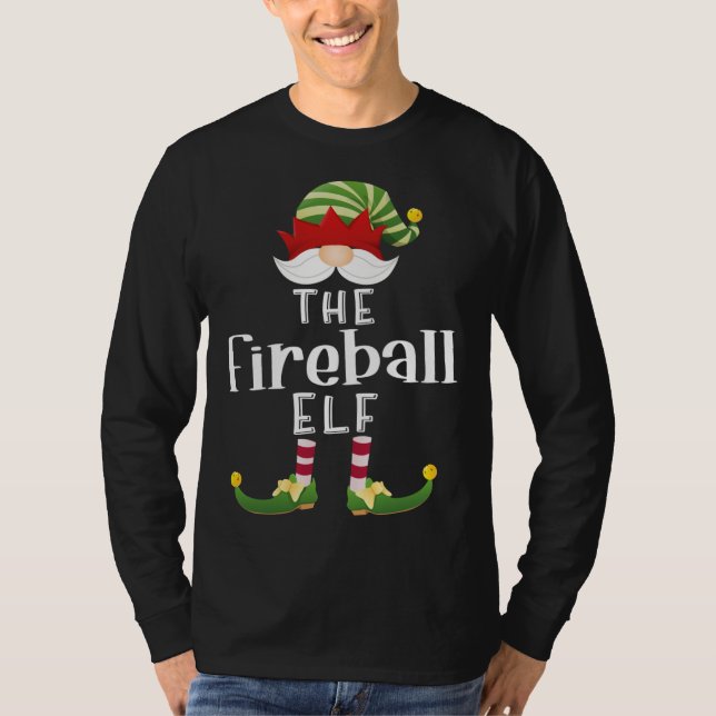 Fireball Elf Christmas Funny Pajama Party T-Shirt (Front)