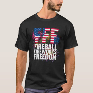 Fireball Fireworks Freedom 4th July American Flag T-Shirt