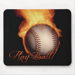 Fireball Pattern Baseball Lovers Mouse Pad