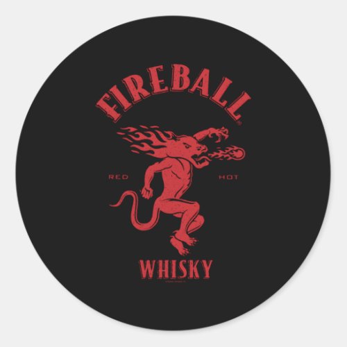 Fireball Whisky Red Hot Burns Like Hell V2 Classic Round Sticker