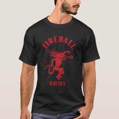 Fireball Whisky Red Hot Burns Like Hell V2 T_Shirt