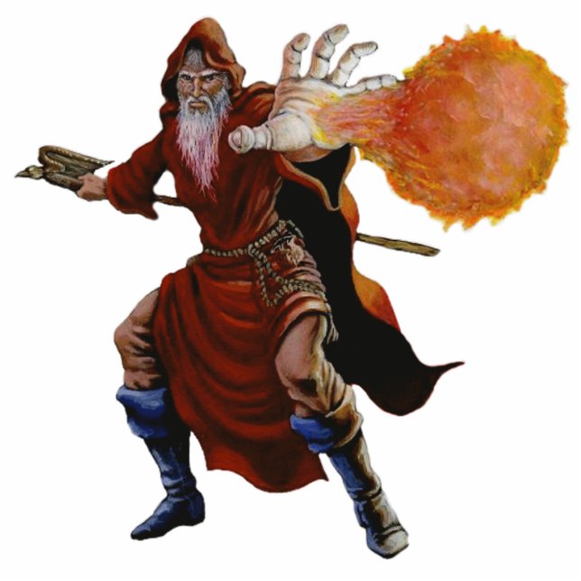 Fireball Wizard Sculpture Ornament (Front)