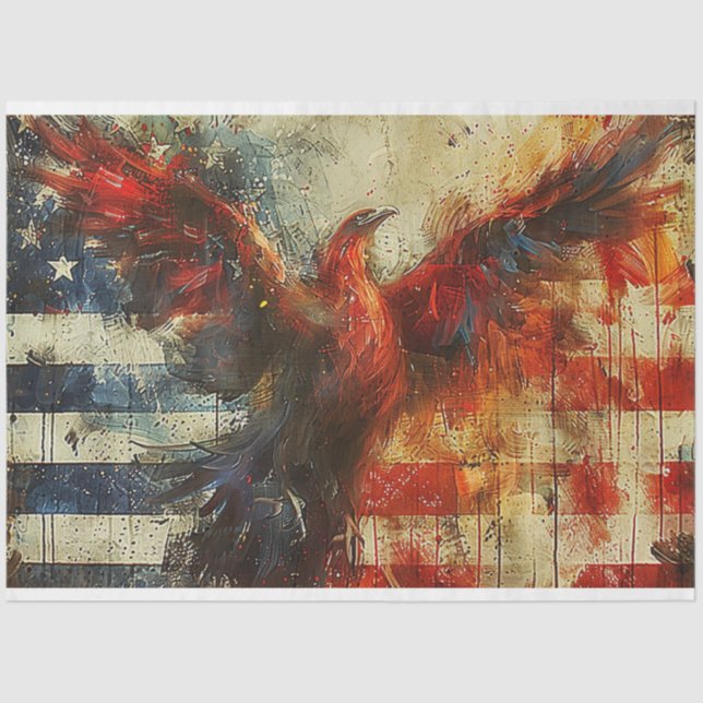 Firebird Eagle USA Flag Decoupage Tissue Paper (Front)