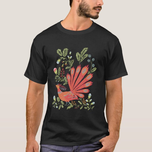 Firebird Floral Ukrainian Vyshyvanka Style T-Shirt (Front)