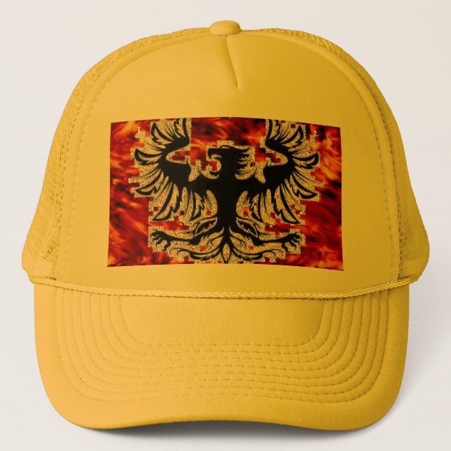 Firebird with Fire Background Base... - Customized Trucker Hat (Front)