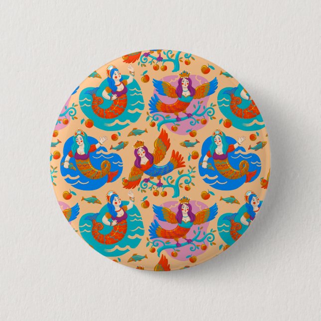Firebirds and mermaids button (Front)