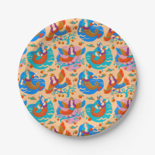 Firebirds and mermaids paper plates