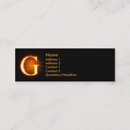 Customizable Fireblock Monogram - G Business Card Template