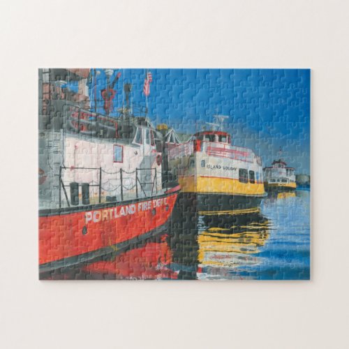 Fireboat and Ferry Painting Jigsaw Puzzle