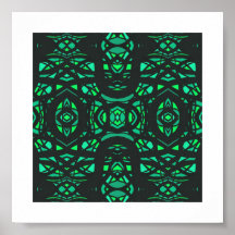 Firebrand Green Black Abstract Gouache Art