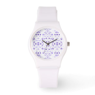Firebrand Purple White Abstract Gouache Art Watch