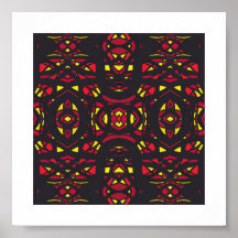 Firebrand Red Orange Yellow Abstract Gouache Art