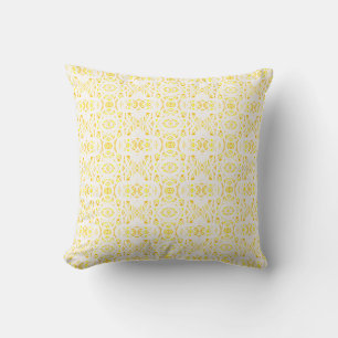 Firebrand Yellow White Abstract Gouache Art Throw Pillow