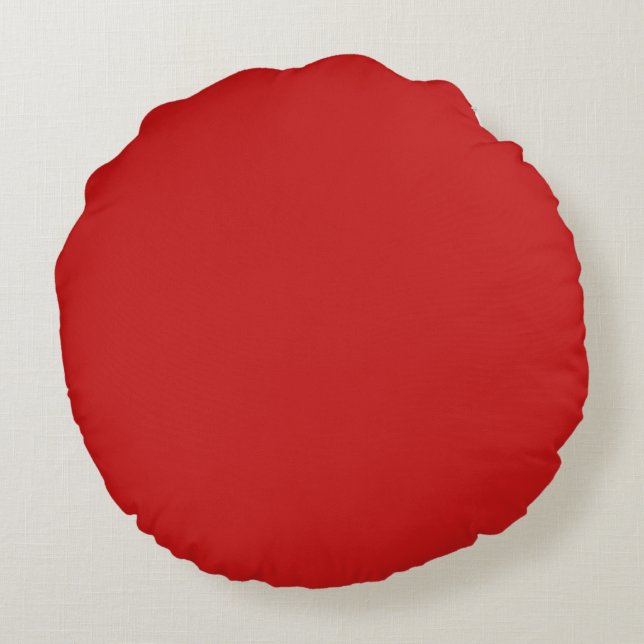 Firebrick Red Solid Color Round Pillow (Back)