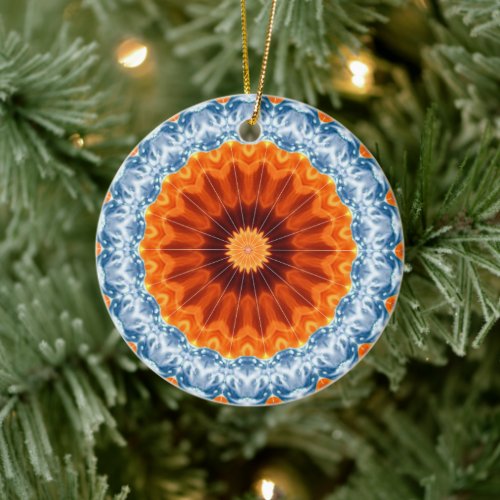 Fireburst Blue Crystal Kaleidoscope Ornament