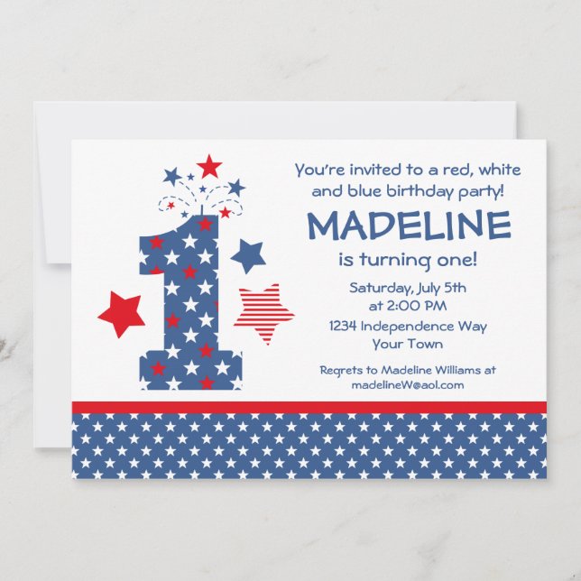 Firecracker 1st Birthday Invitation (Front)