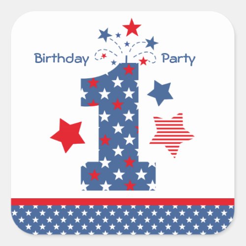 Firecracker 1st Birthday Square Sticker