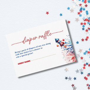 Firecracker 4th July Baby Shower Diaper Raffle Enclosure Card