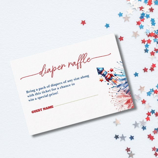 Firecracker 4th July Baby Shower Diaper Raffle Enclosure Card (Creator Uploaded)