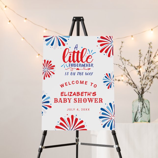 Firecracker 4th of July Baby Shower Welcome Foam Board (In Situ (Stand))