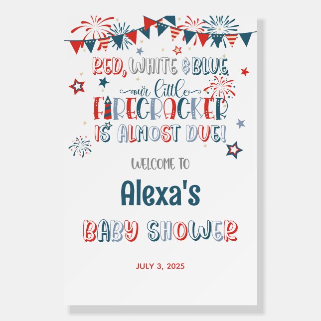 Firecracker 4th of July Baby Shower Welcome Sign (Front)