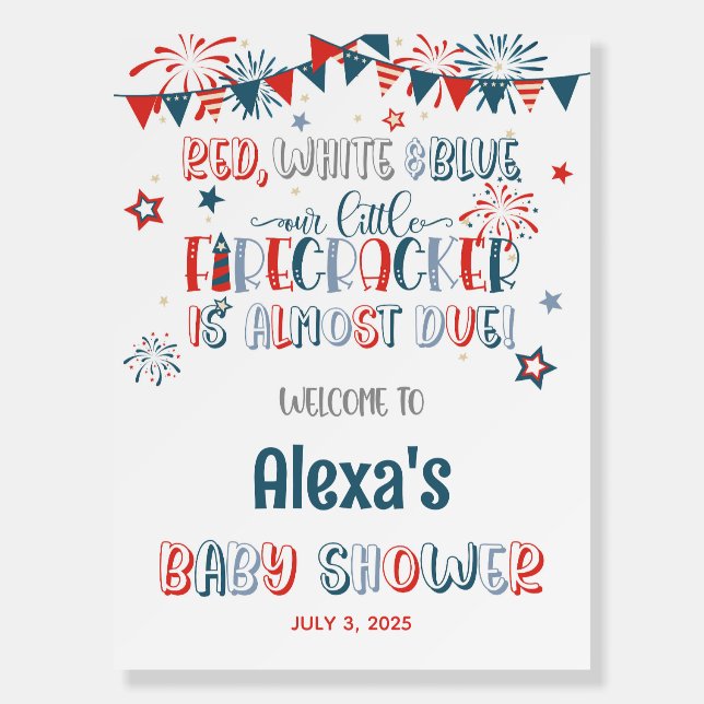 Firecracker 4th of July Baby Shower Welcome Sign (Front)