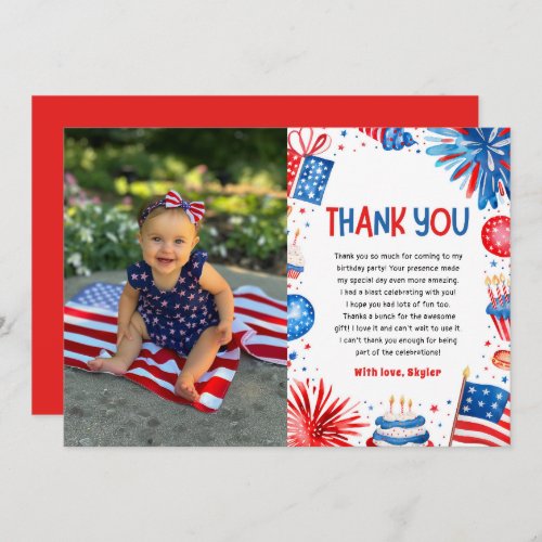 Firecracker 4th Of July Birthday Thank you card