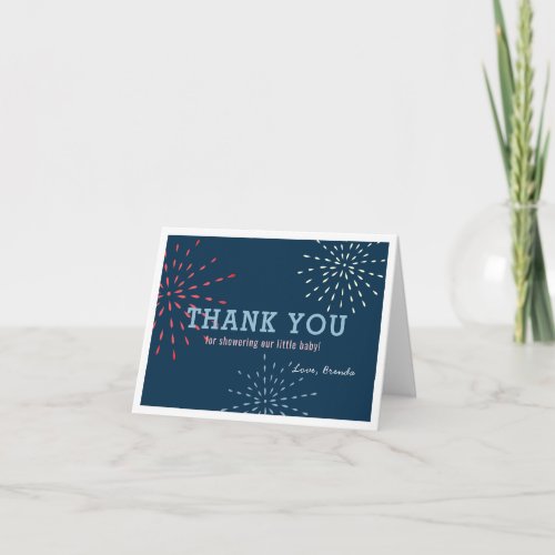 Firecracker 4th of July Fireworks Baby Shower Thank You Card