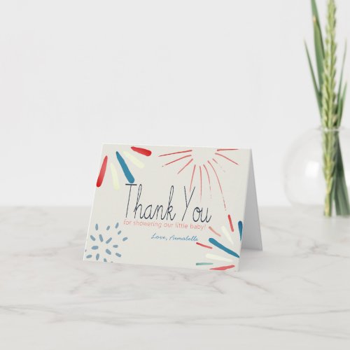 Firecracker 4th of July Fireworks Baby Shower Thank You Card