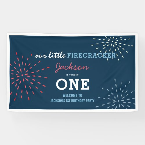 Firecracker 4th of July Fireworks Birthday Banner