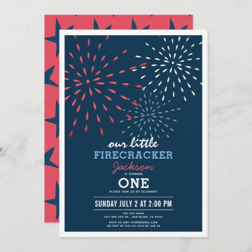 Firecracker 4th of July Fireworks Birthday Invitation