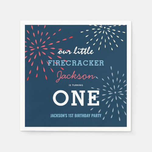 Firecracker 4th of July Fireworks Birthday Napkins