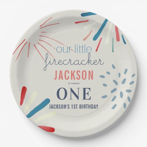 Firecracker 4th of July Fireworks Birthday Paper Plates