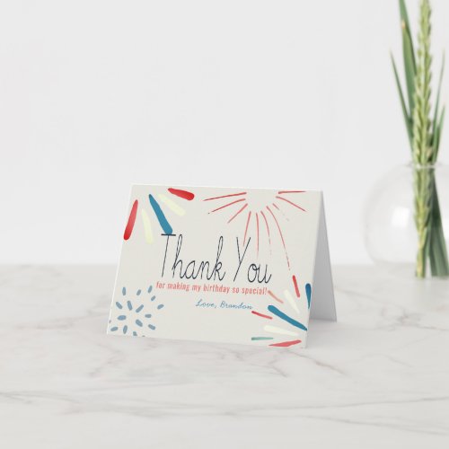 Firecracker 4th of July Fireworks Birthday Thank You Card