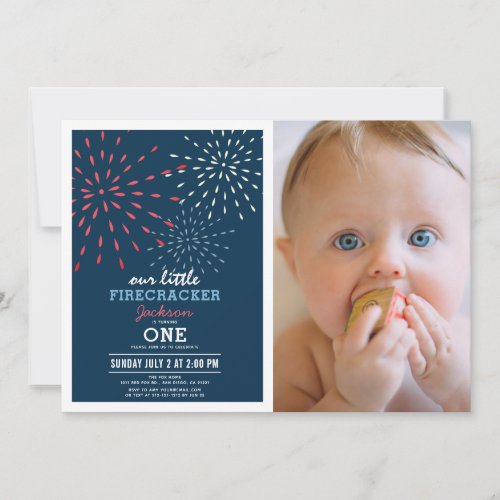 Firecracker 4th of July Fireworks Photo Birthday Invitation