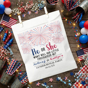 Firecracker 4th Of July Gender Reveal Party Favor Bag