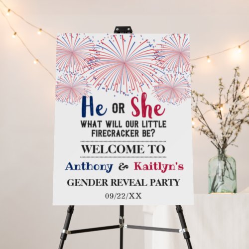Firecracker 4th Of July Gender Reveal Party Foam Board