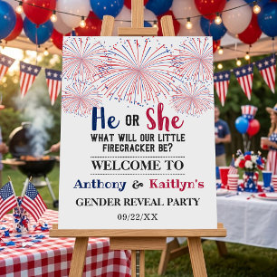 Firecracker 4th Of July Gender Reveal Party Foam Board