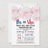 Firecracker 4th Of July Gender Reveal Party Invitation (Front)